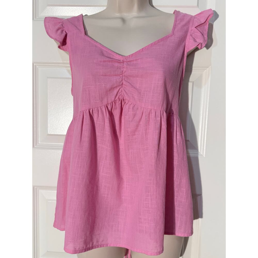Andree by Unit Pink Flutter Sleeve Top, Women's Size M